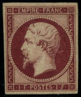 * N°18g 1F Velours, Nuance Exceptionnelle Quasi SC - TB - 1853-1860 Napoléon III.