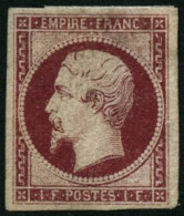 * N°18g 1F Velours Par Endroits, Quelques Inégalités D'épaisseur De Papier D'origine, Nuance Exceptionnelle - B - 1853-1860 Napoléon III.