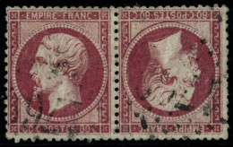 Obl. N°24b 80c Rose, Paire Tête-bêche, Signé Scheller RARE - TB - 1862 Napoleon III