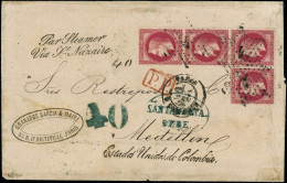 Lettre N°32 Bel Affranchissement à 3F20 Pour La Colombie, Cachet D'arrivée Au Verso - TB - 1863-1870 Napoléon III Lauré