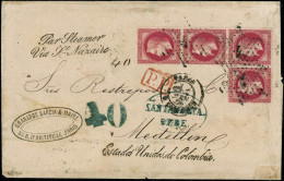 Lettre N°32 Bel Affranchissement à 3F20 Pour La Colombie, Cachet D'arrivée Au Verso - TB - 1863-1870 Napoléon III. Laure