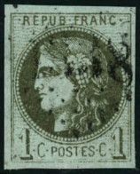 Obl. N°39C 1c Olive R3 - TB - 1870 Bordeaux Printing