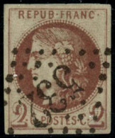 ** N°40Ad 2c Chocolat Clair R1, Impréssion Fine De Tours, Signé JF Brun, RARE - TB - 1870 Ausgabe Bordeaux