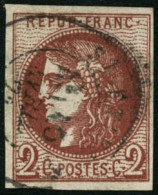 Obl. N°40Ba 2c Rouge-brique R2, Infime Pelurage Au Verso - B - 1870 Emisión De Bordeaux