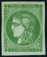 ** N°42B 5c Vert R2, Signé Brun - TB - 1870 Ausgabe Bordeaux