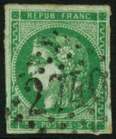 Obl. N°42Bi 5c Vert-émeraude Clair, Nuance Superbe - TB - 1870 Ausgabe Bordeaux