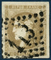 Obl. N°43Ab 10c Bistre-verdâtre, R1 Signé JF Brun - TB - 1870 Ausgabe Bordeaux