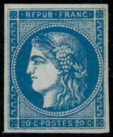 ** N°45A 20c Bleu, Type II R1 - TB - 1870 Ausgabe Bordeaux