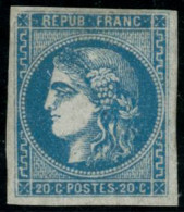 ** N°46B 20c Bleu R2, Type III - TB - 1870 Ausgabe Bordeaux