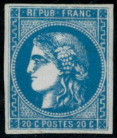 ** N°46B 20c Bleu, Type III R2, Signé Brun - TB - 1870 Ausgabe Bordeaux