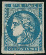 ** N°46B 20c Bleu, Type III R2 - TB - 1870 Ausgabe Bordeaux