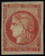 ** N°48e 40c Rouge Sang Foncé, Nuance Exceptionnelle, Très RARE Signé Calves - TB - 1870 Ausgabe Bordeaux