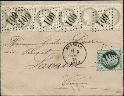 Lettre N°50 + 52 Jolie Combinaison à 25c, Le Timbre De Gauche Est Soigneusement Replié Au Verso, Cachet D'arrivé Au Vers - 1871-1875 Ceres