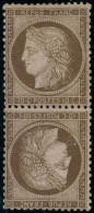 * N°58c 10c Brun S/rose, Paire Tête-bèche, Quasi SC Signé Brun - TB - 1871-1875 Ceres