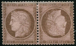 * N°58c 10c Brun S/rose, Paire Tète-bèche  RARE - B - 1871-1875 Ceres