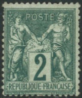 * N°62 2c Vert, Infime Trce De Charnière - TB - 1876-1878 Sage (Tipo I)