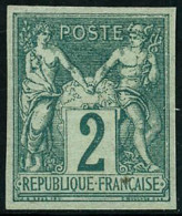 ** N°62a 2c Vert ND, Signé JF Brun - TB - 1876-1878 Sage (Tipo I)