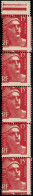 ** N°813 15F Rouge, Bande De 5 Superbe Variété De Piquage - TB - Other & Unclassified