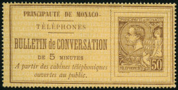 (*) N°1 50c Brun S/jaune - TB - Telephone