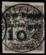 Obl. N°11c 10c S/1F Marron (surcharge Horizontale) Signé Brun, RARE - TB - Other & Unclassified