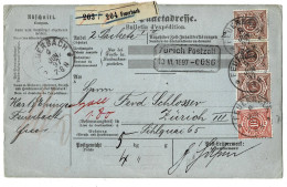 1897, Paketkarte  " Feuerbach " , (Mi. 140.-) , # A 7807 - Briefe U. Dokumente