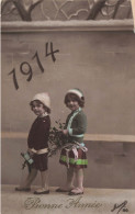 FÊTES ET VOEUX - Nouvel An - Bonne Année 1914 - Deux Enfants Alignés - Carte Postale Ancienne - Neujahr