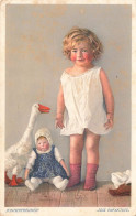 ENFANTS - Dessins D'enfants - Joie Enfantine - Petite Fille Souriante - Colorisé - Carte Postale Ancienne - Children's Drawings