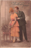 COUPLES - Meilleurs Vœux - Colorisé - Carte Postale Ancienne - Couples