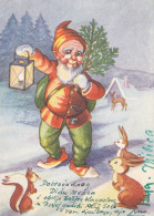 Dwarf Gnome W Lantern & Christmas Tree , Squirrel , Rabbits - Contes, Fables & Légendes