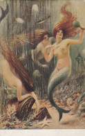 Mermaid Sirene Old Postcard Signed Guillaume - Contes, Fables & Légendes