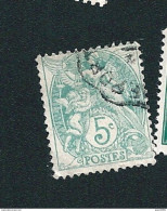 N° 111c  Type Blanc 5ct Verts/bleu 1925 France Oblitéré - 1900-29 Blanc