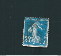 N° 140 Aa (catalogue RGP ) Dentelé Trois Cotés (bord De Feuille)  Semeuse Fond Plein Bleu France Oblitéré 1907 - Gebraucht