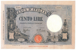 100 LIRE BARBETTI GRANDE B AZZURRO TESTINA FASCIO 21/11/1933 BB/SPL - Otros