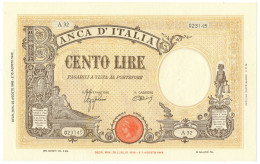 100 LIRE BARBETTI GRANDE B GIALLO TESTINA BI 23/08/1943 SPL+ - Otros