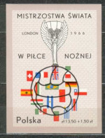 POLAND MNH ** Bloc 44 COUPE DU MONDE DE FOOTBALL à LONDRES. BALLON Sport Soccer - 1966 – Angleterre