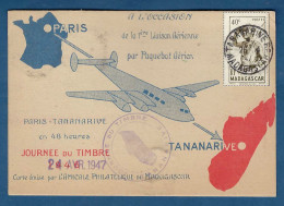 Madagascar - Première Liaison Aérienne Par Paquebot Aérien - Journée Du Timbre - En Recommandé - 1947 - Airmail
