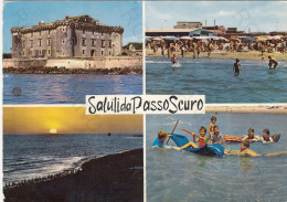 CARTOLINA  PASSOSCURO,FIUMOCINO,ROMA,LAZIO-SALUTI DA PASSOSCURO-MARE,SOLE,SPIAGGIA,VACANZA,BARCHE A VELA,VIAGGIATA 1967 - Fiumicino