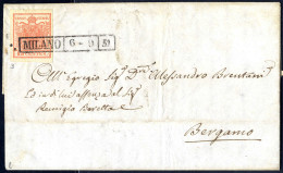 Cover 1850, 15 Cent. Rosso Su Lettera Da Milano 6.9.1851 (Sass. 3 - ANK 3HI) - Lombardo-Vénétie