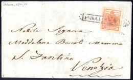 Cover 1850, 15 Cent. Rosso, Prima Tiratura, Su Lettera Da Padova (Sass. 3a - ANK 3HI - Erstdruck) - Lombardy-Venetia