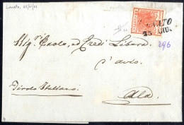 Cover 1850, 15 Cent. Rosso Vermiglio Intenso Su Lettera Da Lonato, Firm. Sorani (Sass. 4b) - Lombardo-Venetien