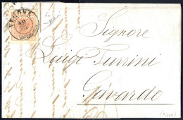 Cover 1850, "Pieghe Di Carta", 15 Cent. Con Piega Orizzontale Su Lettera Da Verona Per Gavardo, Firm. Sorani (Sass. 5c) - Lombardo-Venetien