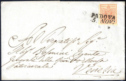 Cover 1850, 15 Cent. Rosa Carnicino Scuro, Secondo Tipo, Su Lettera Da Padova (Sass. 5c - ANK 3HII) - Lombardo-Venetien