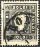 O 1858, 3 S Nero Tipo I Annullato, Firmato Ferchenbauer, ANK 7b I, Sass 24 - Lombardo-Venetien