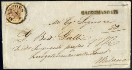 Cover 1850, 30 Cent. Bruno Scuro, Secondo Tipo, Due Esemplari Recto - Verso Su Raccomandata Da Mantova Per Milano (Sass. - Lombardo-Veneto