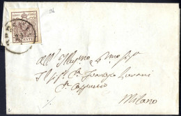 Cover 1850, 30 Cent. Bruno Cioccolato Su Lettera Da Brescia (Sass. 9b - ANK 4HIII) - Lombardo-Vénétie