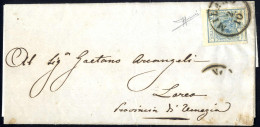 Cover 1850, 45 Cent. Azzurro Ardesia Su Lettera Da Milano, Firm. Sorani (Sass. 11/ 450,-) - Lombardije-Venetië