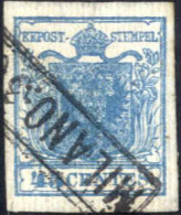 O 1850, 45 Cent. Su Carta A Coste Verticali, Usato, Splendido, Sass. 17 / 1100,- - Lombardije-Venetië