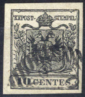 O 1854, 10 Cent. Nero Intenso, Carta A Macchina, Cert. Goller (Sass. 19) - Lombardy-Venetia