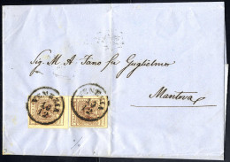 Cover 1854, 30 Cent. Bruno, Carta A Macchina, Due Esemplari Su Lettera Doppio Porto Da Venezia Per Mantova (Sass. 21 - A - Lombardo-Venetien