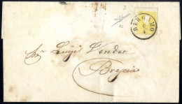 Cover 1858, 2 Soldi Giallo, Primo Tipo, Su Circolare Da Bergamo 6.4.1859, Cert. Sorani (Sass. 23 - ANK 6I) - Lombardo-Veneto